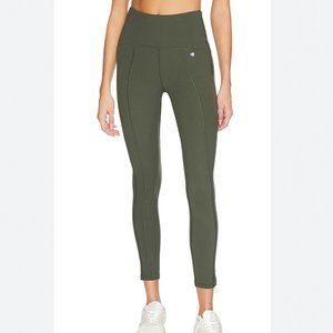 Anine Bing Sport Brand Compression Leggings in Dark Olive, Size L